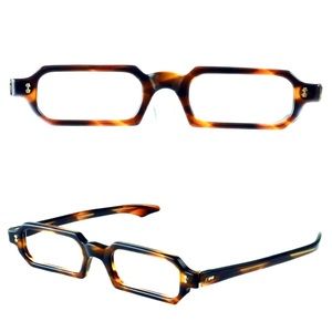 1950’s Slim Rectangular Eyeglasses in Tortoiseshell W/ Silver Star Detail NEW